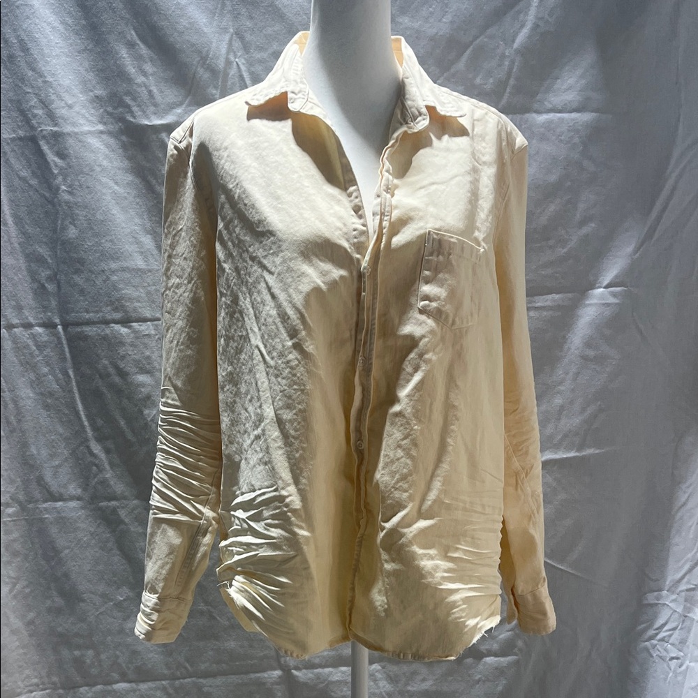 Women’s Frank Eileen Cotton Yellow Shirt Medium - Picture 2 of 5
